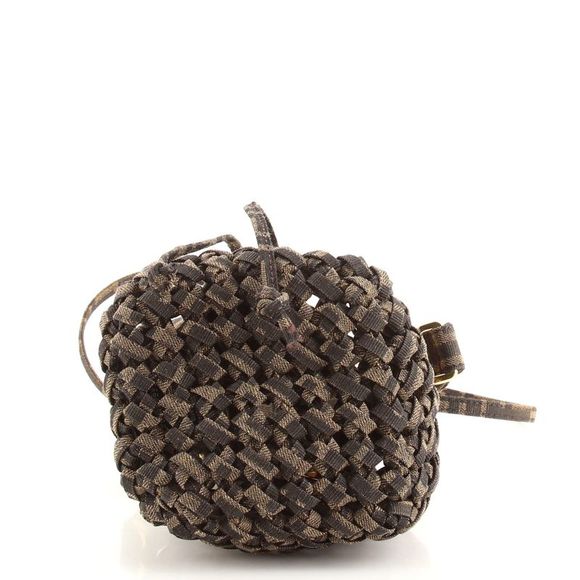 Fendi Mon Tresor Bucket Bag Jacquard Interlace Fabric Mini Brown - Picture 5 of 7